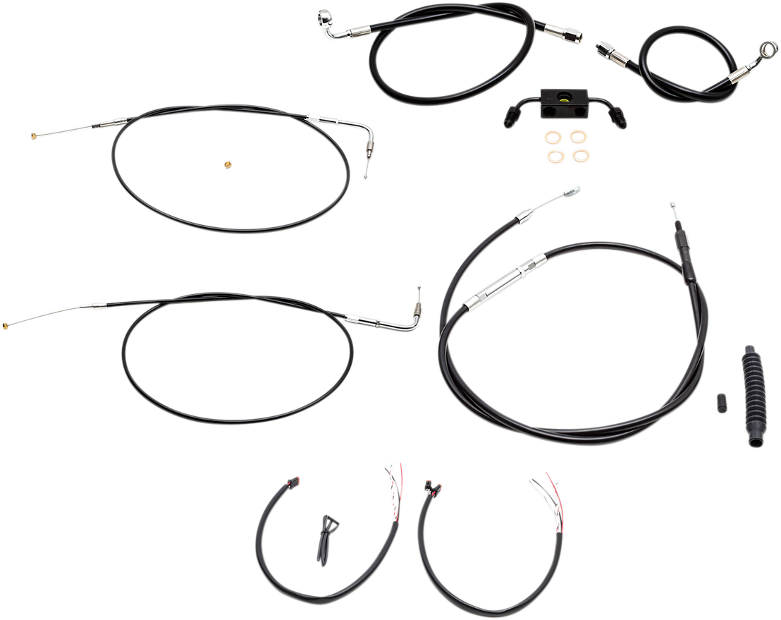 LA CHOPPERS Handlebar Cable/Brake Line Kit - Complete - 12" - 14" Ape Hanger Handlebars - Black Vinyl LA-8321KT2-13B