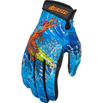 ICON Hooligan™ Dino Fury Gloves - Blue - Medium 3301-4636