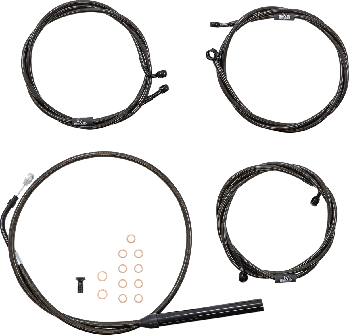 LA CHOPPERS Handlebar Cable/Brake Line Kit - 12" - 14" Ape Hanger Handlebars - Midnight LA-8056KT-13M