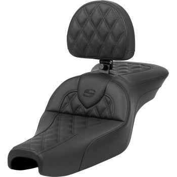 SADDLEMEN Roadsofa™ Seat - with Backrest - Lattice Stitch - XL '04-'22 807-11-182BR