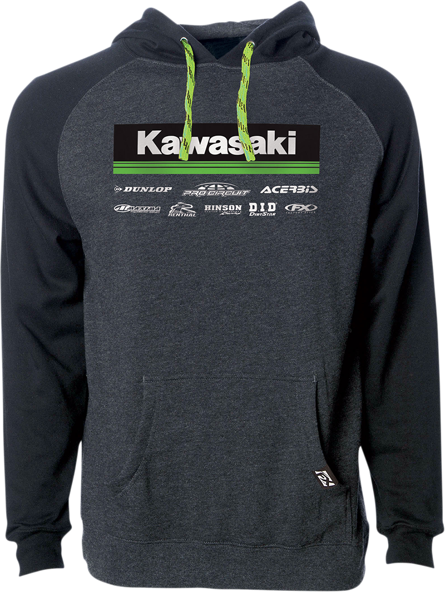 FACTORY EFFEX Kawasaki 21 Racewear Hoodie - Charcoal/Black - Medium 24-88122