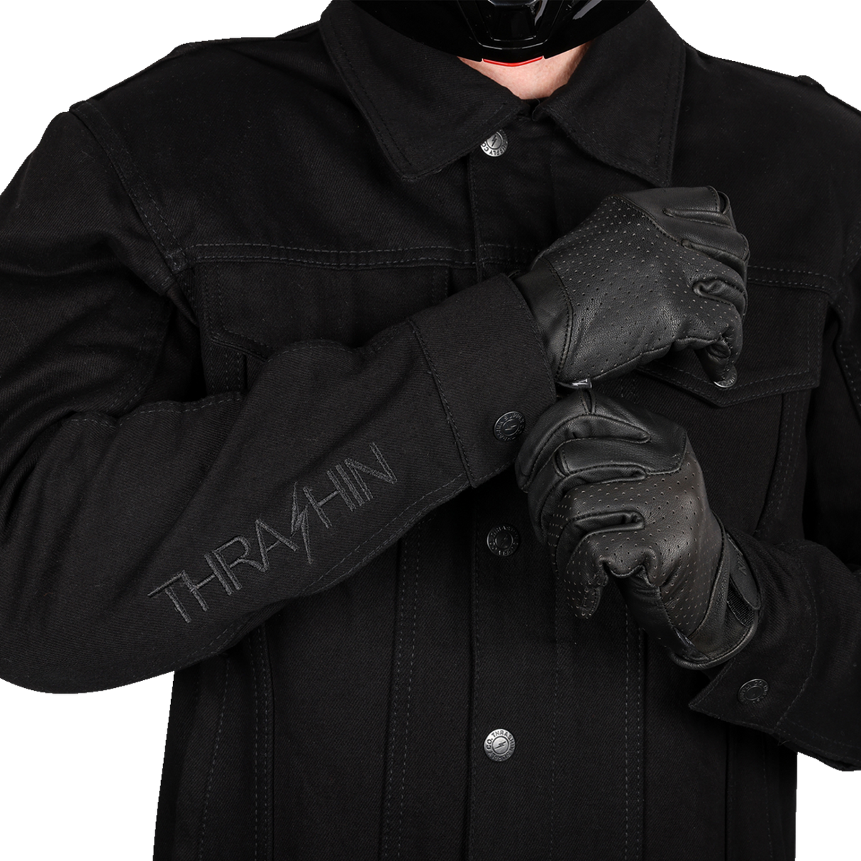 THRASHIN SUPPLY CO. Highway v2 Denim Riding Jacket - Black - Large TMJ-10-10