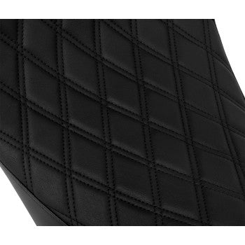 DRAG SPECIALTIES Solo Front Seat - Double Diamond - Black Stitch - w/ Backrest Option - FL '08-'23  0801-1955