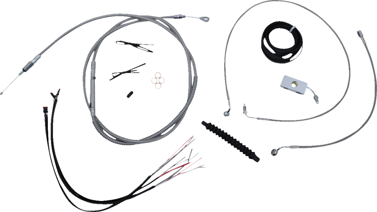 LA CHOPPERS Handlebar Cable/Brake Line Kit- Quick Connect - Complete - 12" - 14" Ape Hangers - Stainless LA-8156KT2-13