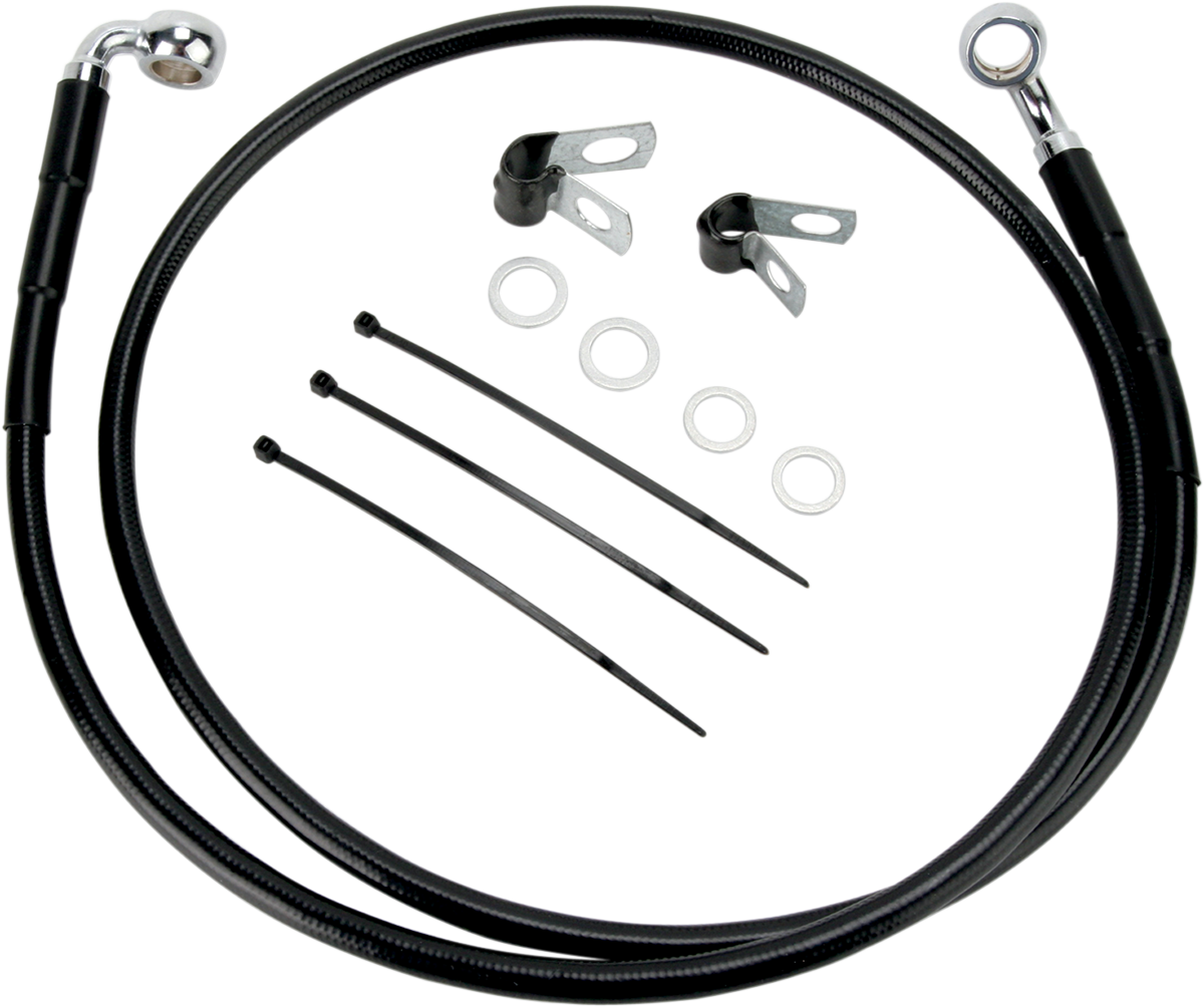 DRAG SPECIALTIES Brake Line - Front - Black - +8"- FXDL '01-'05 640110-8BLK