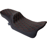 DRAG SPECIALTIES Predator 2Up Seat - Vinyl - Double Diamond Red Stitch - FLH '08-'23 0801-1494