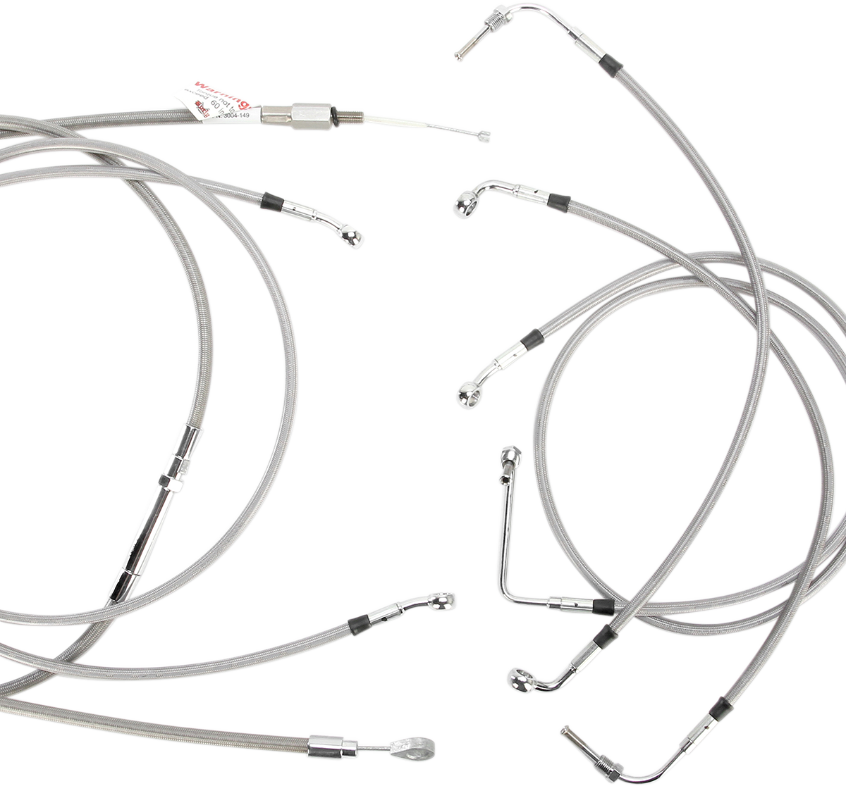 BURLY BRAND Handlebar Cable/Brake Line Kit - Complete - 15" Ape Hanger Handlebars - Stainless Steel B30-1104