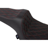 DRAG SPECIALTIES SEATS Predator III Seat - Vinyl - Double Diamond - Red Stitch - Challenger '20-'25 0810-2462