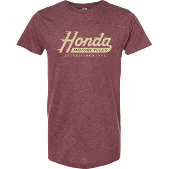 HONDA APPAREL T-Shirt „Honda Established“ – Burgunderrot meliert – Größe S, NP23S-M2294-S 