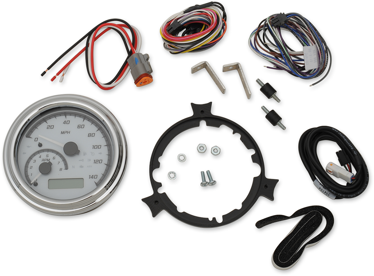 DAKOTA DIGITAL MXV Series Analog Gauge System - White/Gray/Chrome MVX-2002-WG-C