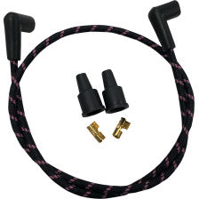 DRAG SPECIALTIES Plug Wires - Braided - Black/Pink 2104-0401