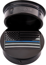 FIGURATI DESIGNS Swing Arm Covers - Blue Line American Flag - Custom - Black - Reversed FD71-AFBL-BLK