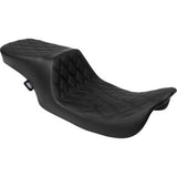 DRAG SPECIALTIES SEATS Predator 2-Up Seat - Vinyl - Double Diamond - Black Stitching- w/o Backrest - FL '97-'07 0801-1996