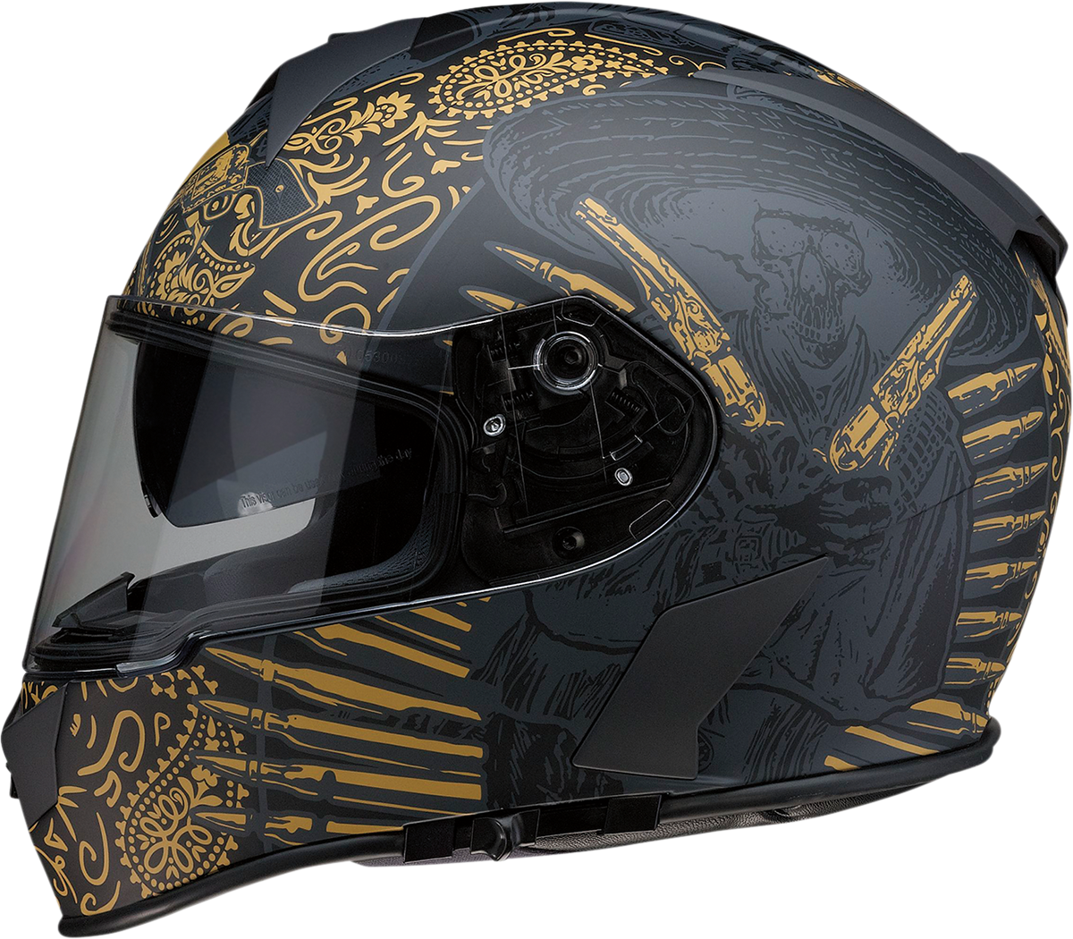 Z1R Warrant Helmet - Sombrero - Black/Gold - XS 0101-14170