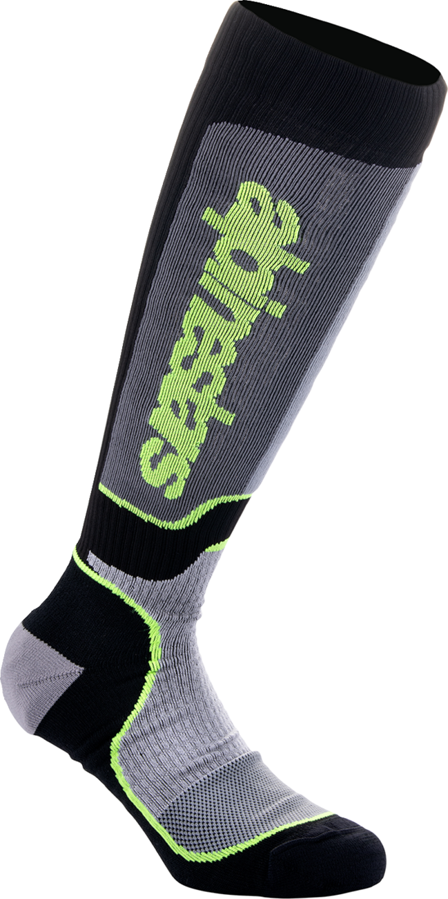 ALPINESTARS MX Plus Socks - Black/Gray/Yellow - Large 4702324-175-L