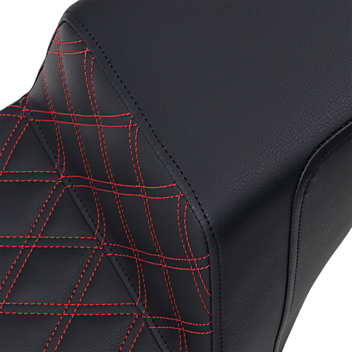 SADDLEMEN Step-Up Seat - Front Lattice Stitch/With Red Stitching - Black 818-30-172RD