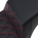 SADDLEMEN Step-Up Seat - Front Lattice Stitch/With Red Stitching - Black 818-30-172RD