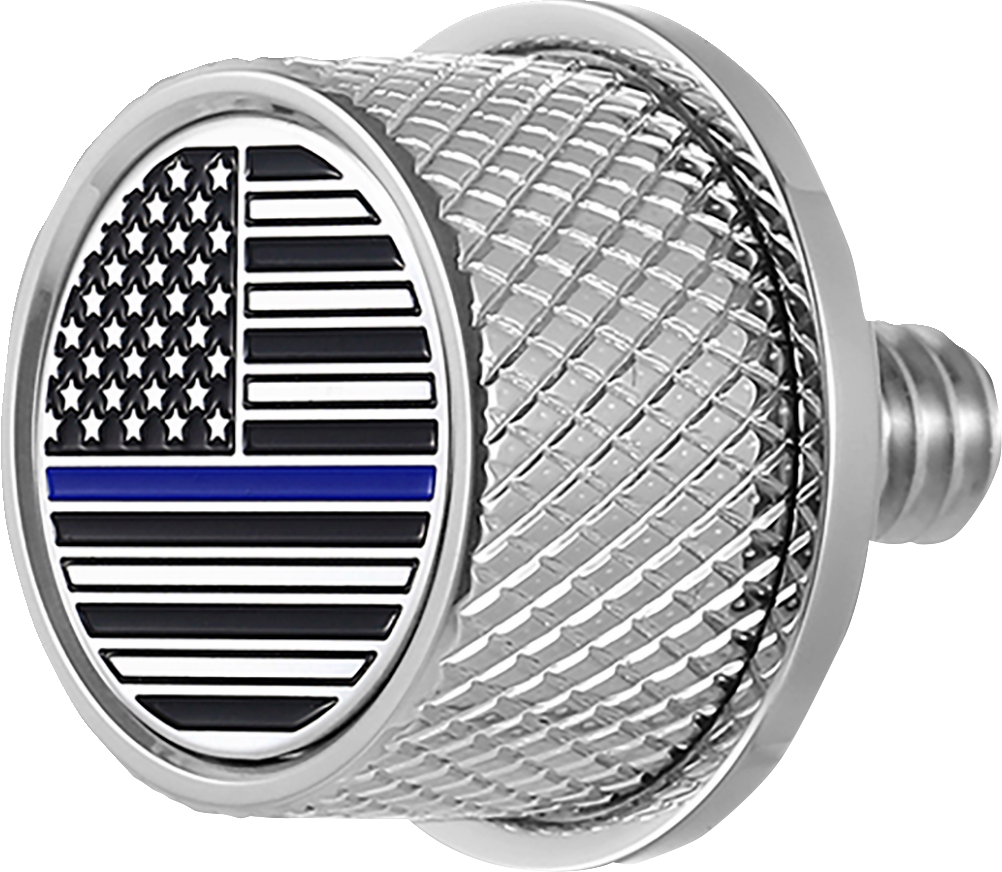 FIGURATI DESIGNS Seat Mounting Knob - Stainless Steel - Blue Line American Flag FD70-SEAT KN-SS