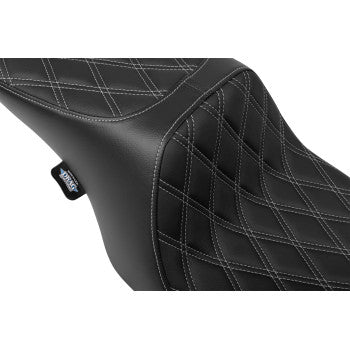 DRAG SPECIALTIES SEATS Predator 2-Up Seat - Vinyl - Double Diamond - Silver Stitching- w/o Backrest - FL '97-'07  0801-1997