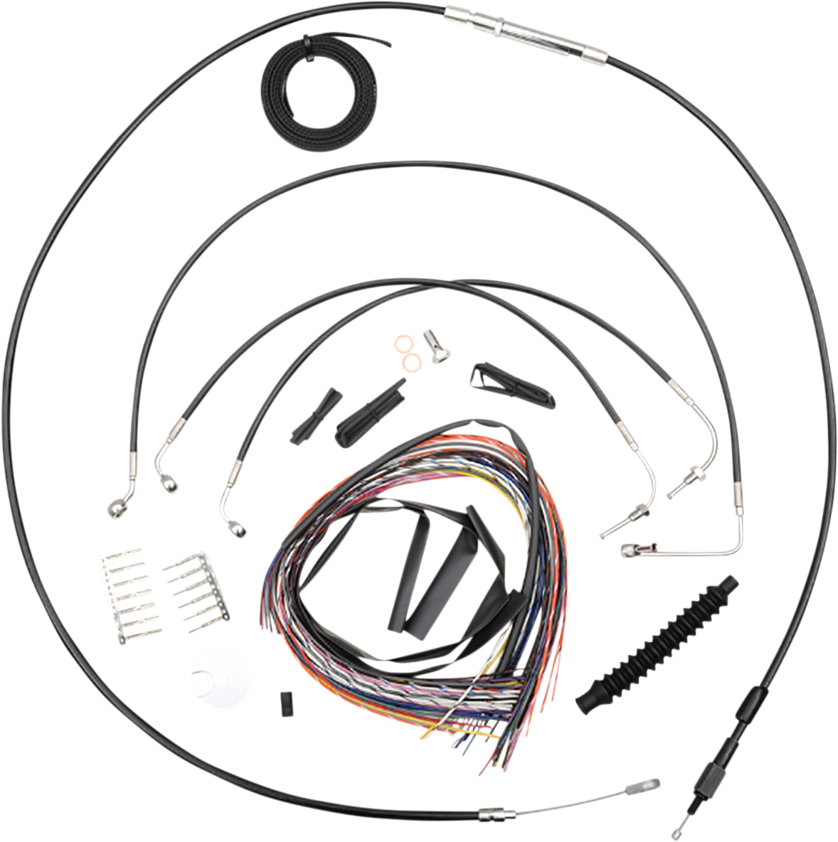 LA CHOPPERS Handlebar Cable/Brake Line Kit - Complete - 15" - 17" Ape Hanger Handlebars - Black Vinyl LA-8154KT2-16B