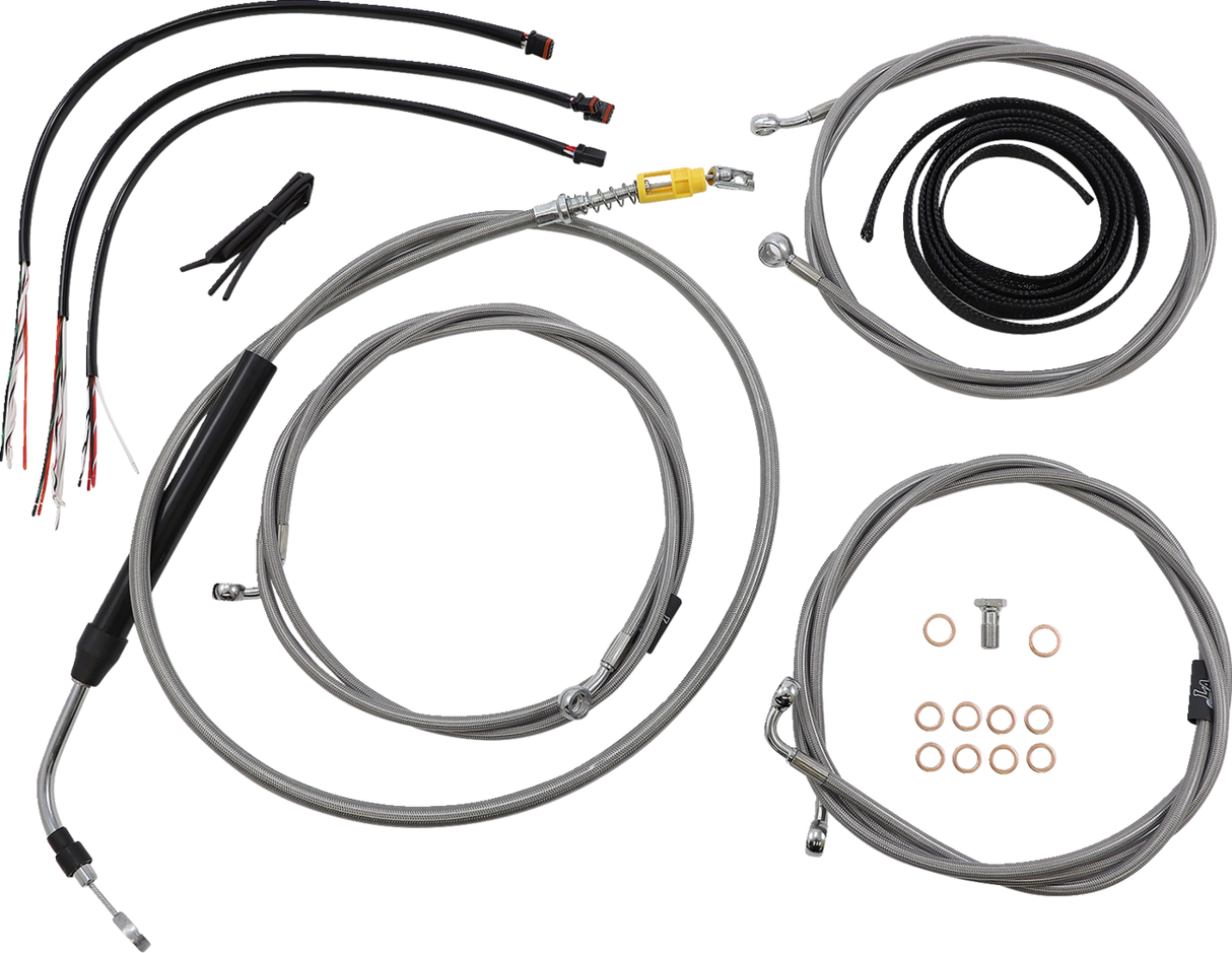 LA CHOPPERS Handlebar Cable/Brake Line Kit - Complete - 18" - 20" Ape Hanger Handlebars - Stainless LA-8058KT2-19