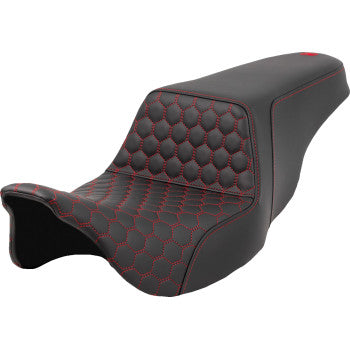 SADDLEMEN Step-Up Seat - Honeycomb - Red Stitching - FL '08-'23 A808-07B-177RED