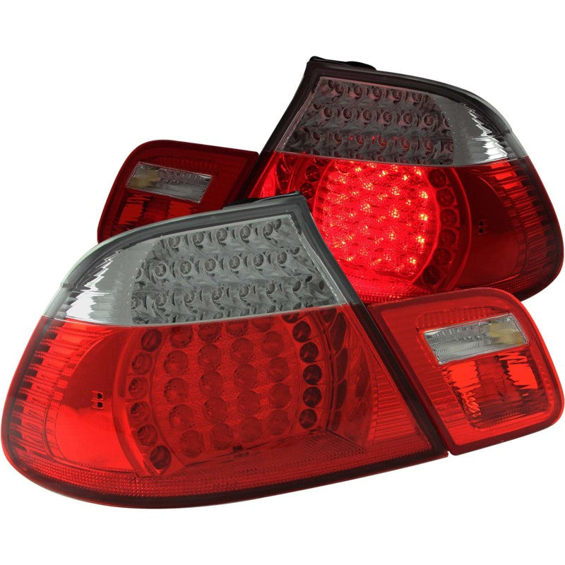 ANZO 2000-2003 BMW 3 Series E46 LED Taillights Red Clear 4pc 321185