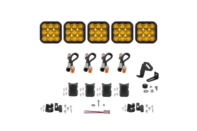 Diode Dynamics SS5 Sport Universal CrossLink 5-Pod Lightbar - Yellow Driving