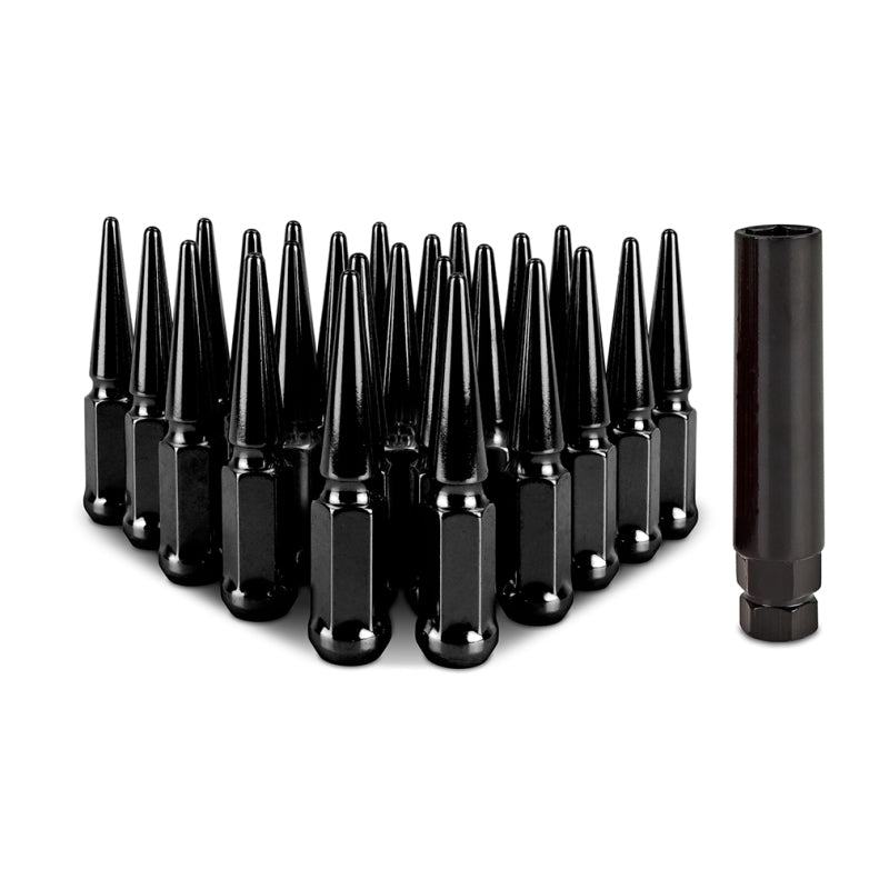 Mishimoto Mishimoto Steel Spiked Lug Nuts M14 x 1.5 24pc Set Black MMLG-SP1415-24BK