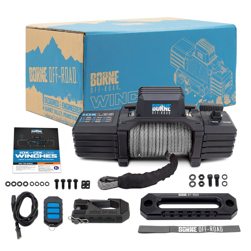 Borne Off-Road 10K Winch - Grey Synthetic Rope