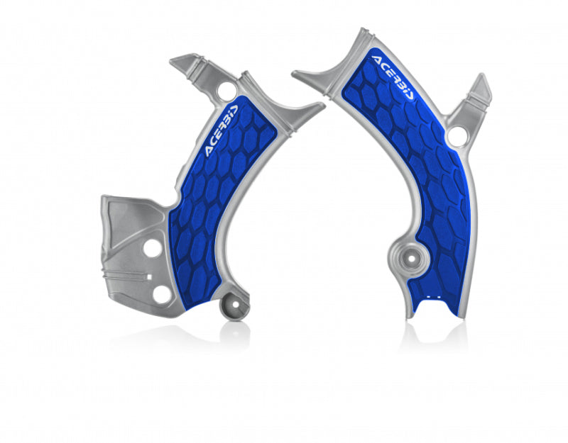 Acerbis 16-19 Yamaha YZ250F/YZ450F/YZ250FX/YZ450FX/WR250F/450F Frame Guards- X-Grip - Silver/Blue 2689411404