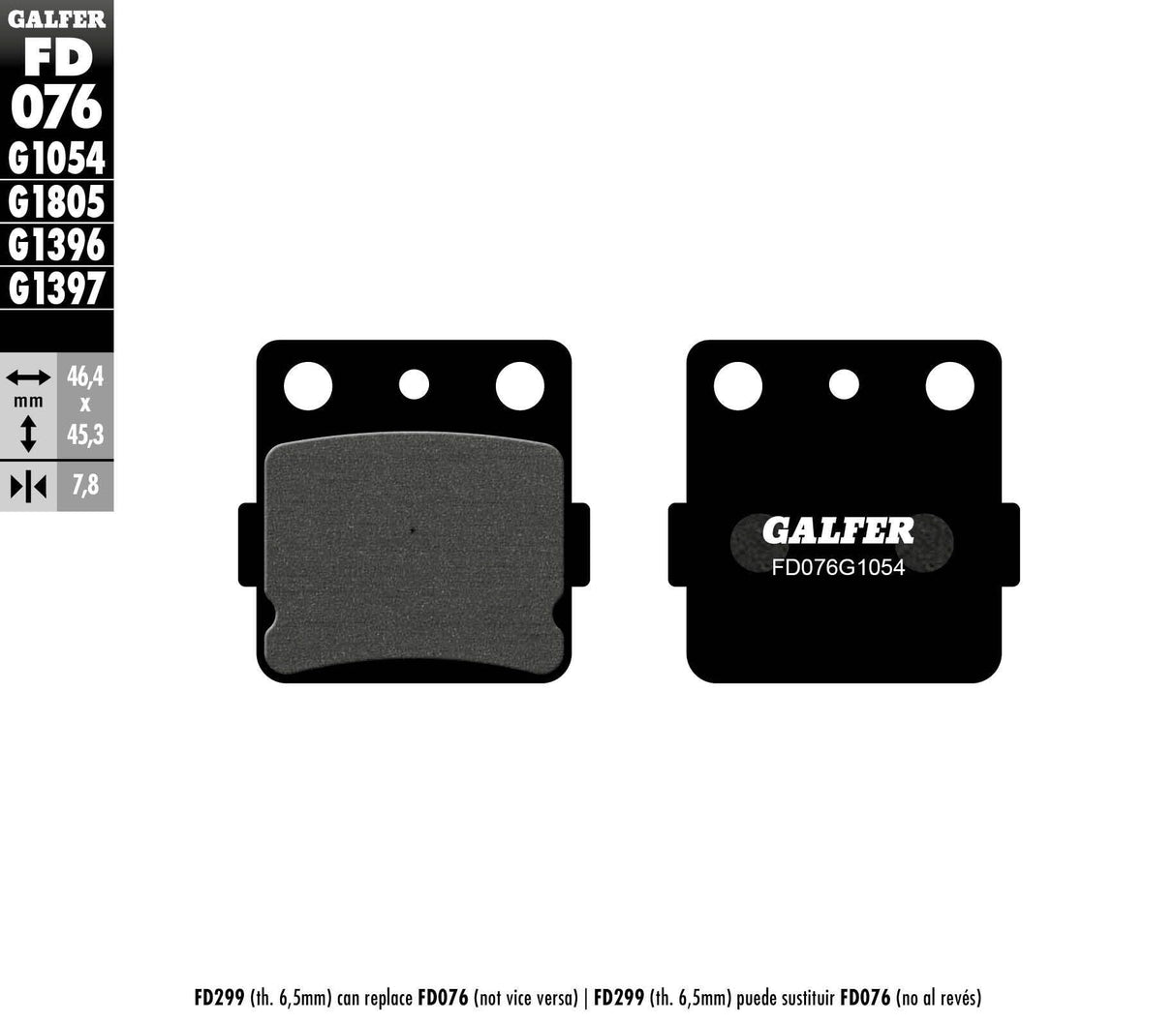 GALFER Brake Pads Semi Metallic Fd076g1054 FD076G1054