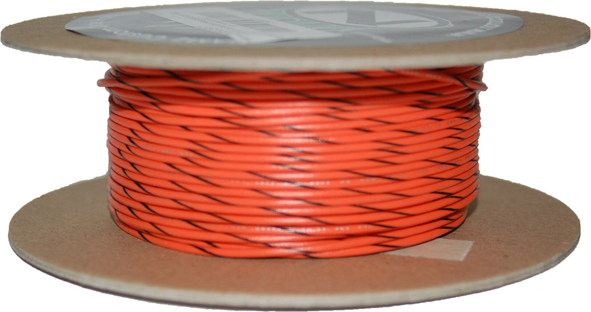 NAMZ CUSTOM CYCLE#18-Gauge Orange/Black Stripe 100' Spool Of Primary WireNWR-30-100