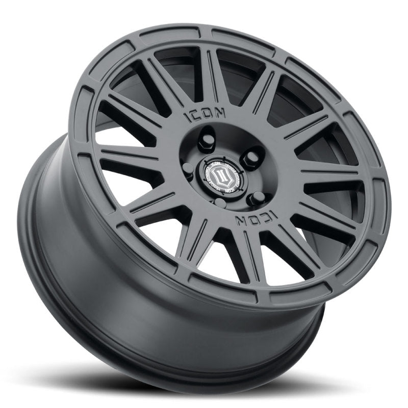 ICON Ricochet 17x8 5x100 38mm Offset 6in BS Satin Black Wheel