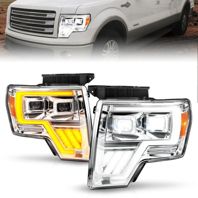 ANZO 09-14 Ford F-150 Full LED Proj Headlights w/Initiation Feature - Chrome 111607