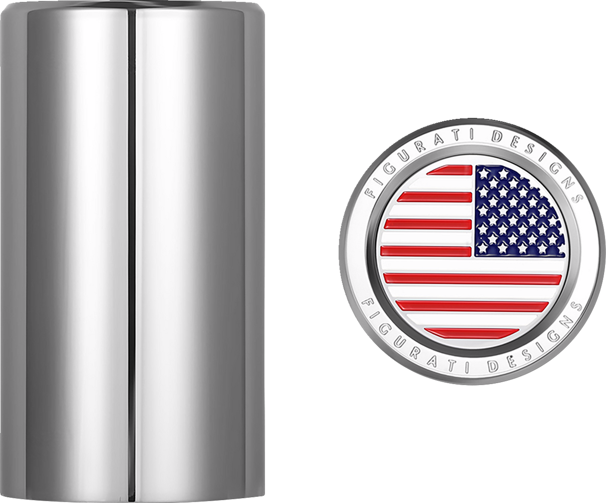 FIGURATI DESIGNS Docking Hardware Covers - American Flag - Long - Stainless Steel FD20-DC-2545-SS