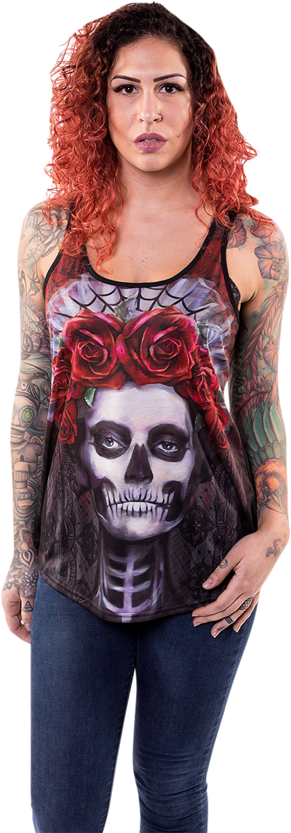 LETHAL THREAT Women's Dark Widow Razor Back Tank Top - Black - Small LA20508S