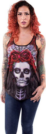 LETHAL THREAT Women's Dark Widow Razor Back Tank Top - Black - Large LA20508L