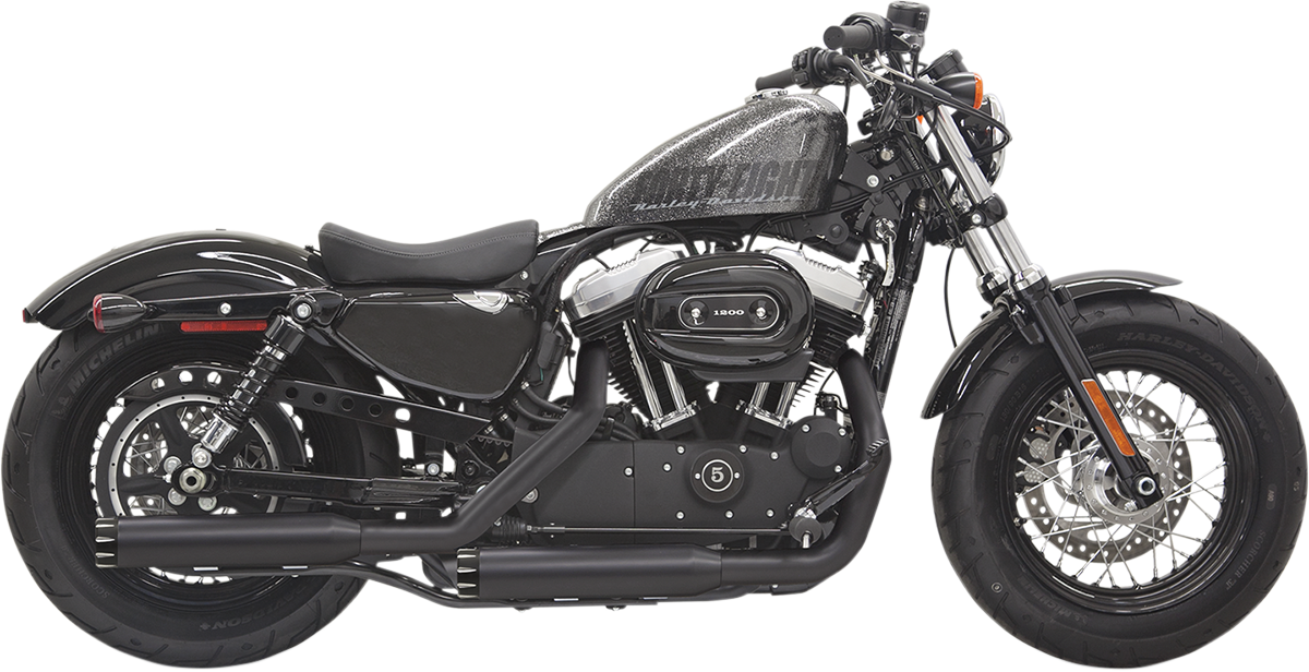 BASSANI XHAUST Mufflers - Black - Fluted - Sportster 1X27TB