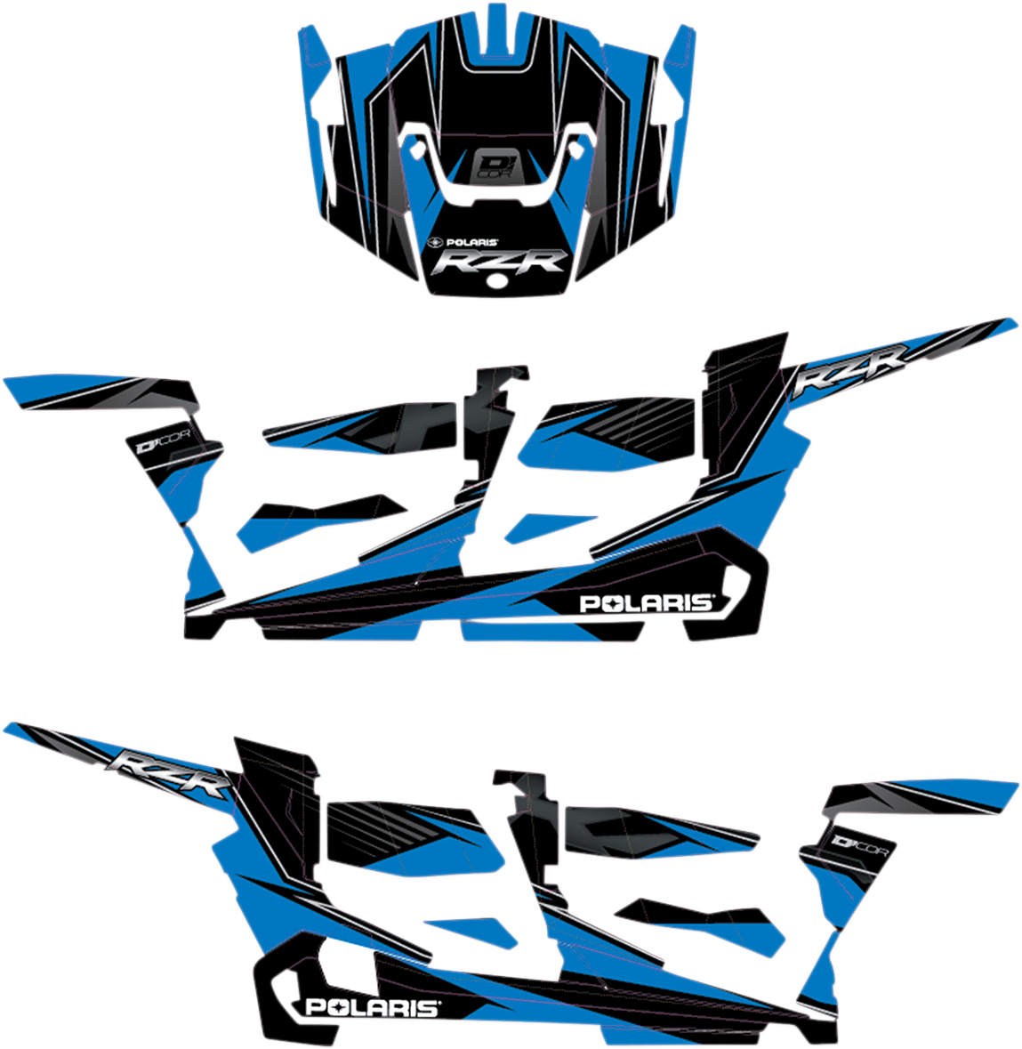 D'COR VISUALS Complete Graphics Kit - Blue/Black - 4-Door - RZR 20-60-109