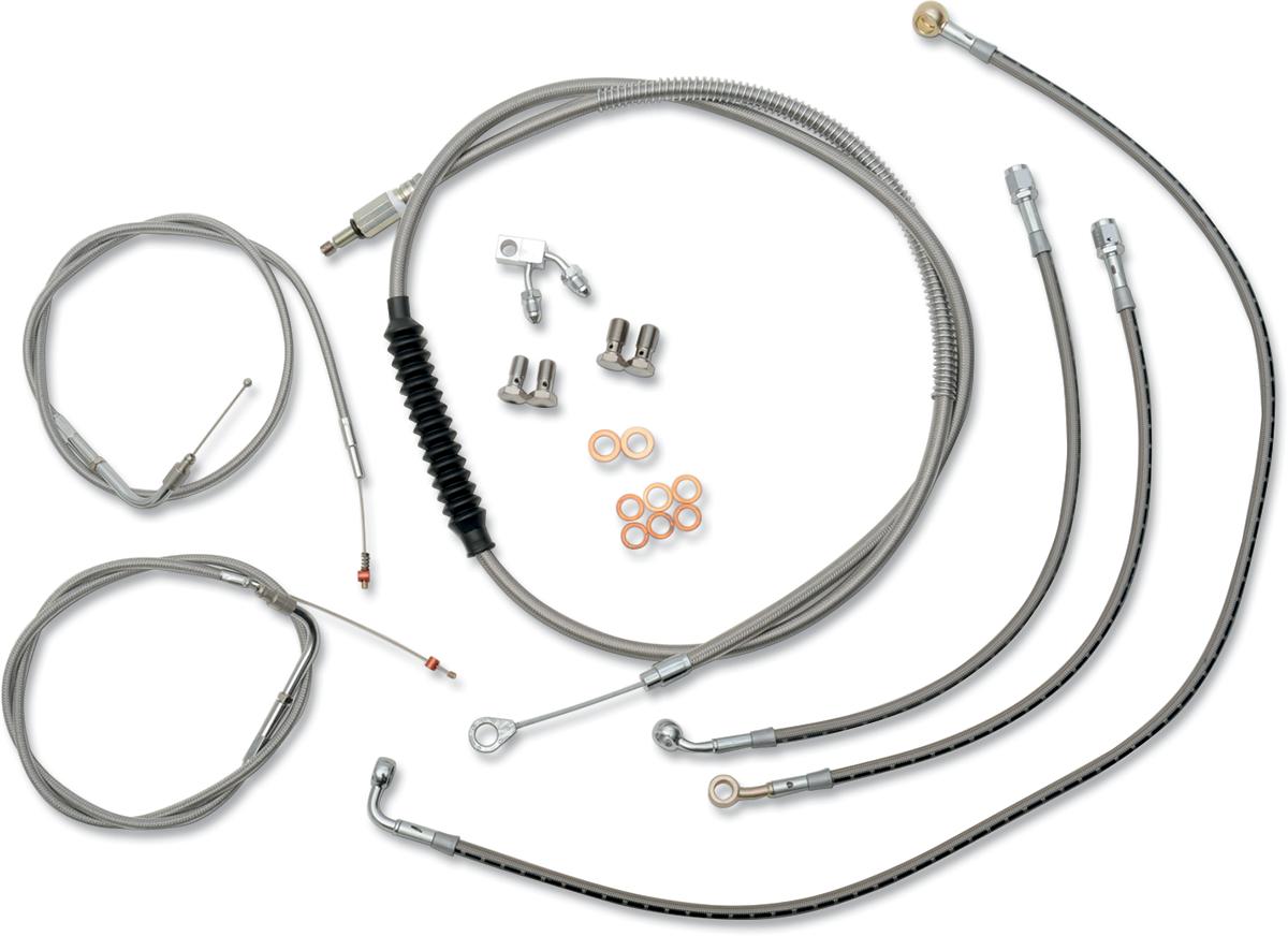 LA CHOPPERS Handlebar Cable/Brake Line Kit - 12" - 14" Ape Hanger Handlebars - Stainless Steel LA-8123KT-13