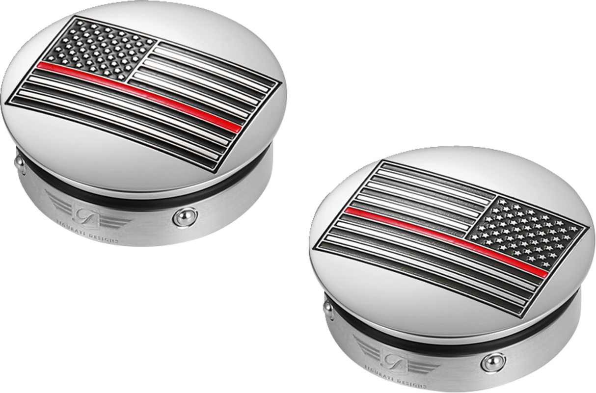 FIGURATI DESIGNS Swing Arm Covers - Red Line American Flag - Custom - Reversed FD73-AFRL-SS