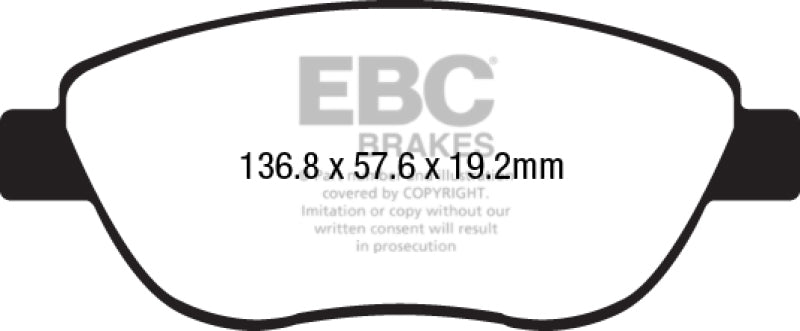 EBC 14-17 Fiat 500 Redstuff Ceramic Low Dust Front Brake Pads DP32212C