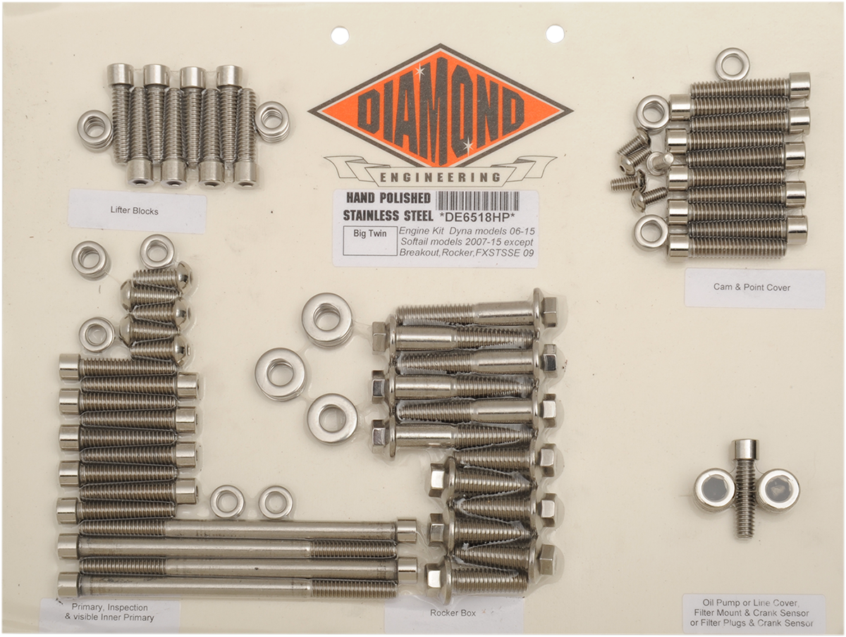 DIAMOND ENGINEERING Bolt Kit - Engine - Softail DE6518H