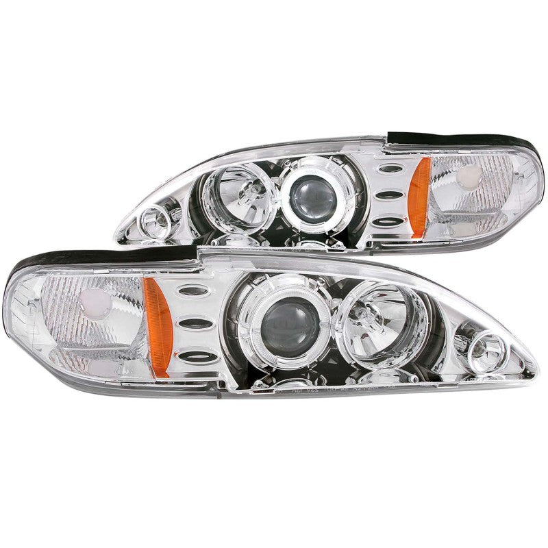 ANZO 1994-1998 Ford Mustang Projector Headlights w/ Halo Chrome 1pc 121039