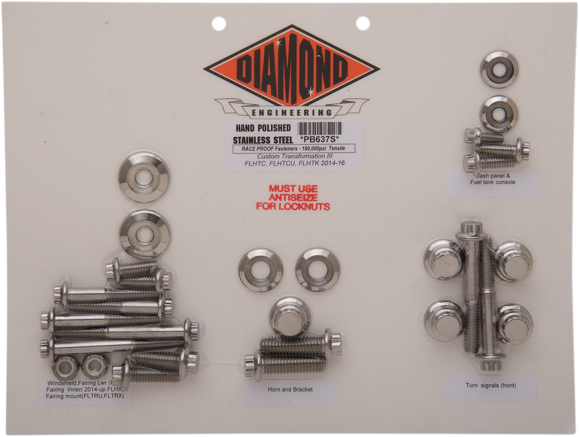 DIAMOND ENGINEERING Bolt Kit - Transformation - 12-Point - FLHT PB637S