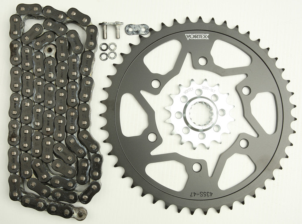 VORTEX Sprocket/Chain Kit Stl/Stl 16/47t Sil Rx3 520-118l Blk CK6362