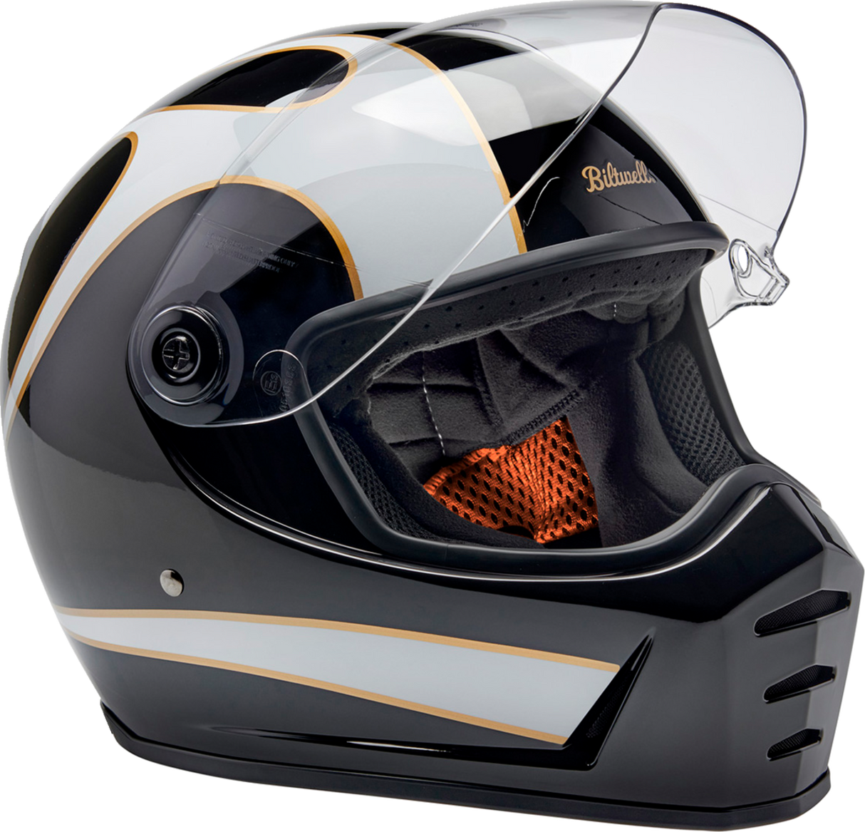 BILTWELL Lane Splitter Helmet - Gloss Black/White Flames - 2XL 1004-570-506