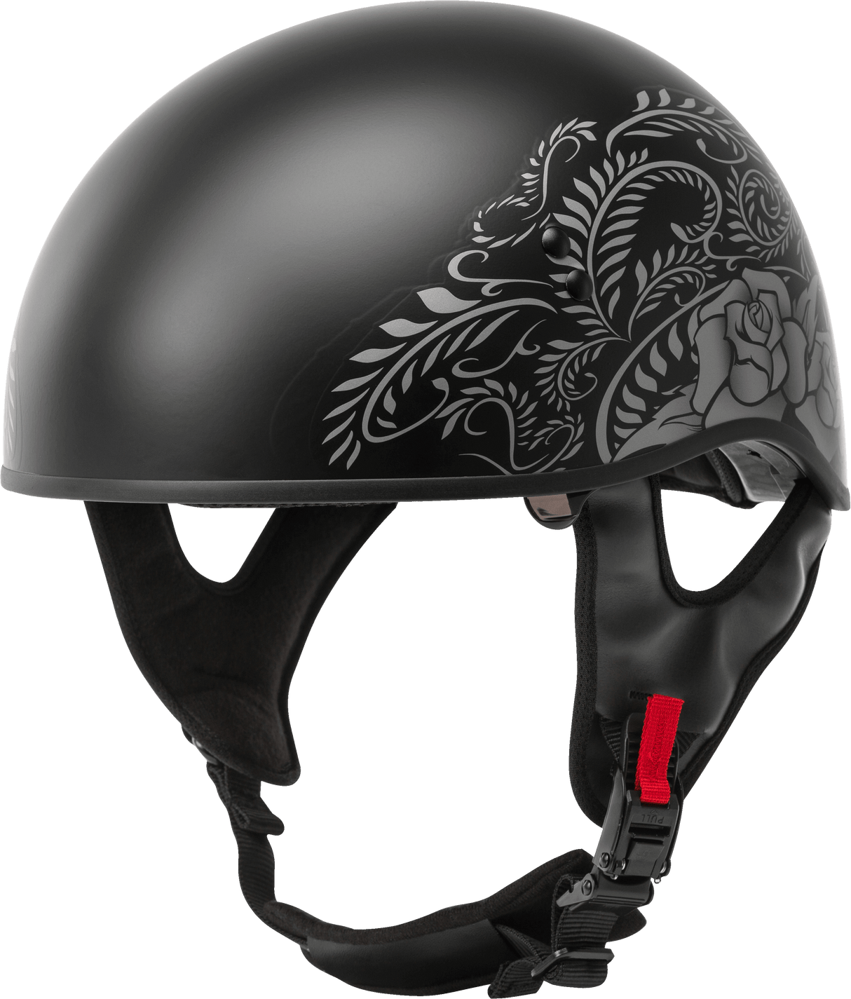 GMAX Hh-65 Half Helmet Rose Naked Matte Black/Silver Md H1657075