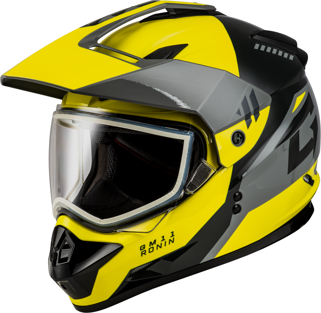 GMAX Gm-11 Ronin Helmet Yellow/Silver/Grey 2x A11151198